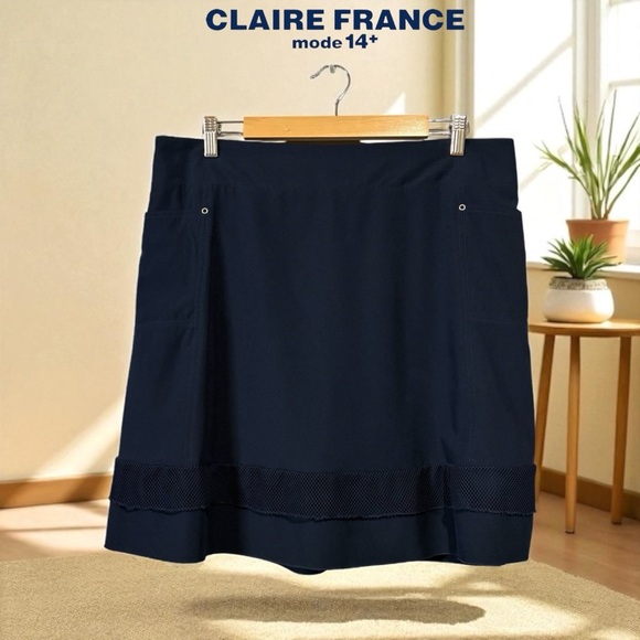 Claire France, Plus Size Skort - Navy Blue With Mesh Trim, Size 16W - Picture 1 of 9